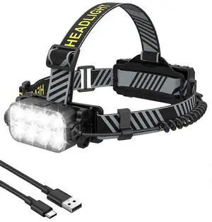 Ecocleanpath 360° Dual-Sided Rechargeable Headlamp, Super Bright LED+COB 11 Modes, IPX5 Waterproof for Camping