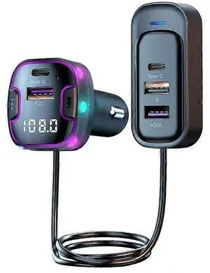 Ecocleanpath Bluetooth 5.3 FM Transmitter for Car, Hands-Free Calls & Fast Charging, U Disk Music Playback (Black)