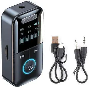 Ecocleanpath Bluetooth 5.4 Audio Receiver 4-in-1 Adapter with Digital Display & TF Card Support (Black)