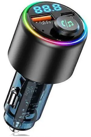 Ecocleanpath Bluetooth 5.3 FM Transmitter Car Charger, 30W PD & 18W QC3.0 Fast Charging, Hands-Free MP3 Player (Black)