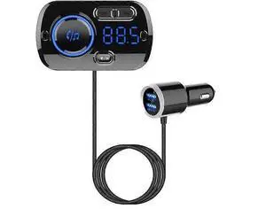 Ecocleanpath Bluetooth 5.0 FM Transmitter for Car, QC3.0 Fast Charger & Hands-Free Call with 7 LED Lights (Black)