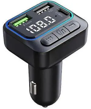 Ecocleanpath Bluetooth 5.0 FM Transmitter for Car, Hands-Free Calling, QC3.0 & PD 22.5W Fast Charger, Lossless Audio (Black)