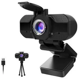 Ecocleanpath 1080P Webcam with Microphone, Privacy Cover & Tripod - HD Computer Camera for Video Calling & Recording