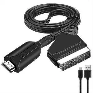 Ecocleanpath HDMI to SCART Converter Cable 1m - Plug & Play for Old TVs, DVD Players (Black)