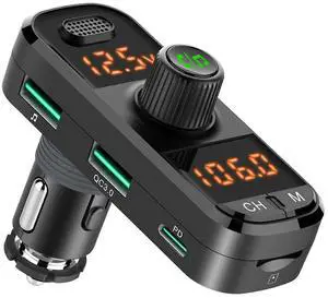 Ecocleanpath Bluetooth FM Transmitter Car Charger, PD3.0+QC3.0 Fast Charging, Rotatable Base, Hands-Free with Siri/Google Assist