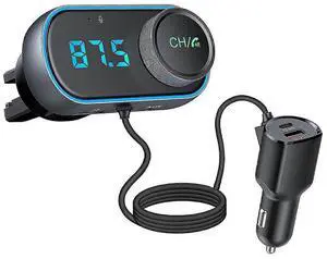 Ecocleanpath Bluetooth FM Transmitter for Car, QC3.0 Fast Charging & Noise Cancellation, Hands-Free Calls with Bass Boost (Black)