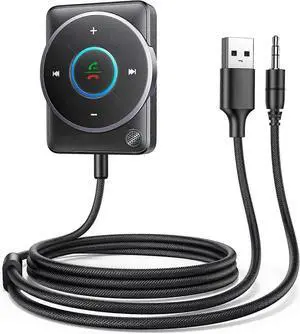Ecocleanpath Bluetooth 5.4 Car Adapter with Nylon Cable, Plug & Play Aux Receiver for Music & Calls (Black)