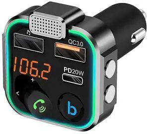 Ecocleanpath Car Bluetooth FM Transmitter with Fast Charging PD20W & QC3.0, Hands-Free Calling & Bass Boost