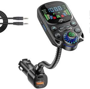 Ecocleanpath Bluetooth 5.3 FM Transmitter, 48W Car Charger with 1.6'' Display, HiFi Sound & Hands-Free Calling