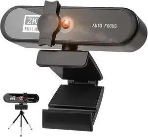 Ecocleanpath 2K HD Webcam with Microphone, Auto Focus & 120° Wide Angle for Streaming, Meetings