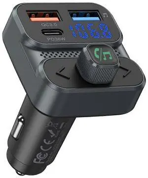 Ecocleanpath Bluetooth 5.3 Car FM Transmitter, 36W PD & QC3.0 Fast Charging, Hands-Free Call with Noise Cancelling