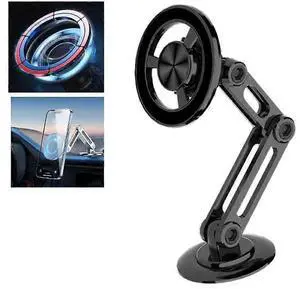 Ecocleanpath Universal 360 PRO Magnetic Car Phone Mount - Auto Retractable Holder w/Metal Ring, Black
