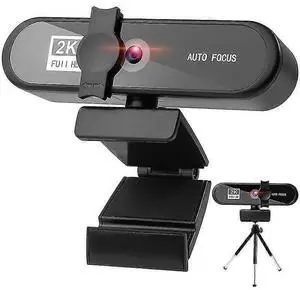 Ecocleanpath 2K1104 HD Webcam with Microphone, 120° Wide Angle, Auto Low-Light Correction for Streaming & Video Calls