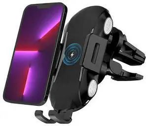 Ecocleanpath 15W Qi Fast Wireless Car Charger Mount - Auto-Clamping Magnetic Phone Holder, Black