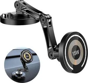 Ecocleanpath 15W Fast Magnetic Wireless Car Charger & Phone Holder, Mag-Safe Compatible for iPhone 14/13/12 - Black