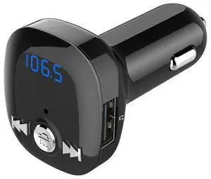 Ecocleanpath Dual Phone Bluetooth FM Transmitter Car Adapter with QC3.0 Fast Charging & LED Voltmeter