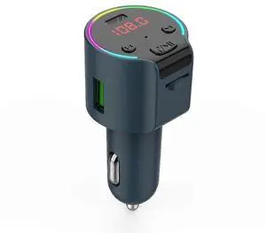 Ecocleanpath Bluetooth 5.0 FM Transmitter with PD/QC Fast Charger, 7-Color LED, Hands-Free Car Kit (Black)