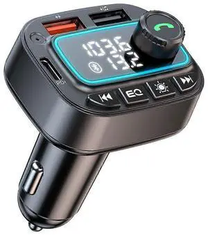 Ecocleanpath Bluetooth 5.3 Car Adapter FM Transmitter, 42W PD Fast Charger, Wireless Hands-Free Calling & MP3 Player
