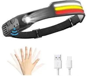 Ecocleanpath Rechargeable LED Headlamp with Motion Sensor, 10 Modes & IPX4 Waterproof for Running, Camping, Hiking