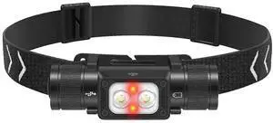 Ecocleanpath 650LM Rechargeable LED Headlamp, 2000mAh USB-C, 6 Modes with Red/White Light, IP65 Waterproof