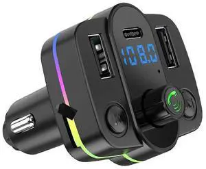 Ecocleanpath Bluetooth FM Transmitter Car Adapter - Fast Dual USB Charging, Hands-Free Calling, MP3 Player (Black)