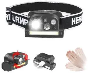 Ecocleanpath Motion Sensor Headlamp with Red/Green Light, 1200mAh Power Bank, Magnetic Base for Running & Camping