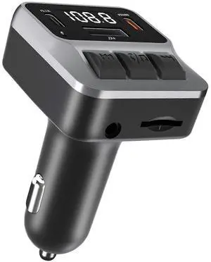 Ecocleanpath Bluetooth 5.3 FM Transmitter with Dual Type-C PD 30W & QC3.0 - Black Car Adapter