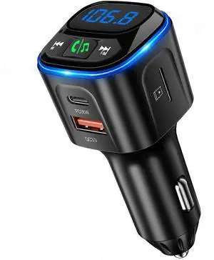 Ecocleanpath Bluetooth 5.3 FM Transmitter with PD36W & QC18W Fast Charging, HiFi Bass, LED Display, Hands-Free Call