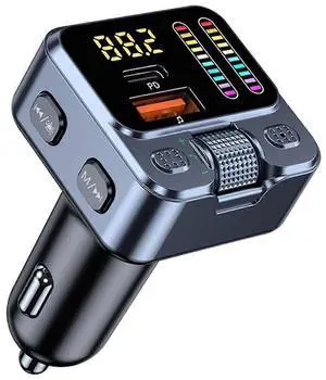 Ecocleanpath Fast Car Charger Bluetooth 5.3 FM Transmitter, 42W PD & LED Lights, Hands-Free (Black)