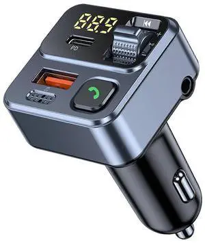 Ecocleanpath FM Transmitter Bluetooth Car Adapter 42W Fast Charging, Hands-Free, USB/AUX Support (Black)