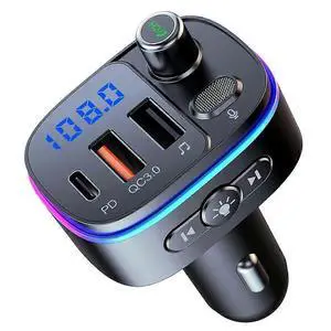 Ecocleanpath Bluetooth 5.0 Car FM Transmitter with QC3.0 & PD Fast Charging, HiFi Stereo, Hands-Free Calling (Black) Ecocleanpath Bluetooth 5.0 Car FM Transmitter with QC3.0 & PD Fast Charging, HiFi Stereo, Hands-Free Calling (Black)