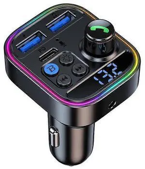 Ecocleanpath Bluetooth 5.3 FM Transmitter with 20W PD Fast Charger, MP3 Player & Noise Cancelling Mic (Black)