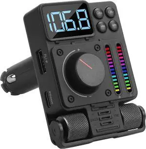 Ecocleanpath CR235 FM Bluetooth 5.3 Car Adapter - Hands-Free Calling, 30W PD Charging, MP3 Player (Black)