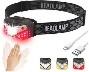 Ecocleanpath 1000LM Rechargeable LED Headlamp with Motion Sensor, White/Warm/Red Light, IP65 Waterproof, 6 Modes (Black) Ecocleanpath 1000LM Rechargeable LED Headlamp with Motion Sensor, White/Warm/Red Light, IP65 Waterproof, 6 Modes (Black)