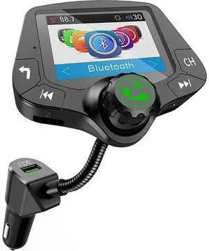 Ecocleanpath Wireless Bluetooth FM Transmitter BT 5.0, 2" Color Screen, Hi-Fi Music & Fast Charging (Black)