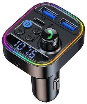 Ecocleanpath Bluetooth 5.3 Car Adapter with FM Transmitter, 30W PD Fast Charging & Hands-Free Calling (Black)