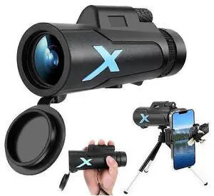 Ecocleanpath 12x25 Compact Binoculars, Lightweight HD w/ Roll Over Zoom, Low Light Vision, Black