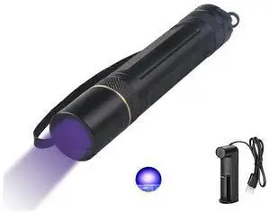 Ecocleanpath Torch 365nm Rechargeable UV Blacklight Flashlight with Black Filter Glass - Professional Detection Tool