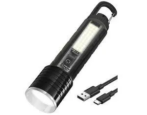 Ecocleanpath S30A LED Tactical Flashlight - 6000 Lumens, USB-C Rechargeable, IP65 Waterproof, 6 Modes for Camping & Emergencies