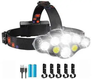 Ecocleanpath 18000 Lumens Head Torch with Red Light, IPX5 Waterproof Rechargeable Headlamp for Camping, Cycling, Hiking