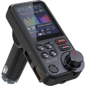 Ecocleanpath KM30 Bluetooth FM Transmitter for Car - 1.8" Color Screen, QC3.0 Fast Charging & Strong Mic