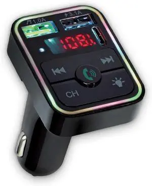 Ecocleanpath Black Bluetooth FM Transmitter for Car - Hands-Free Calls, Noise Cancellation & Dual USB Charging