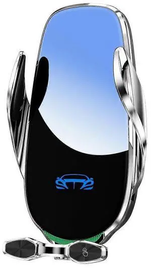 Ecocleanpath 15W Auto Clamping Wireless Car Charger Mount, Fast Charging Phone Holder for iPhone & Android (Silver)