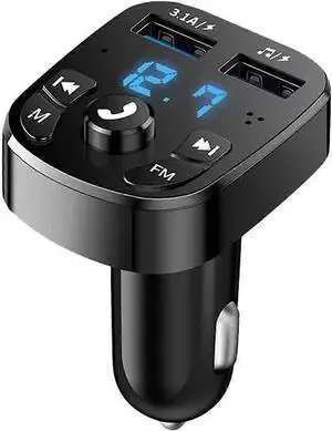 Ecocleanpath FM Bluetooth 5.0 Car Transmitter with Dual USB Quick Charge & Hands-Free Calling (Black)
