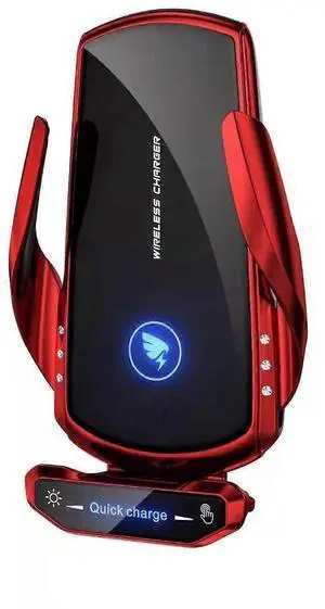 Ecocleanpath 15W Qi Fast Wireless Car Charger Mount - Auto Clamping Phone Holder for Dashboard, Windshield & Vent (Red)