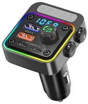 Ecocleanpath NX16 54W Bluetooth 5.3 Car Charger & FM Transmitter - 4-Port Fast Charging, Wireless Music, Hands-Free