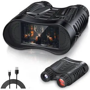 Ecocleanpath 4K Night Vision Binoculars with 8X Zoom & 3.2'' Screen, 1000ft Range, IP54 Waterproof for Hunting, Camping, Security (Black)