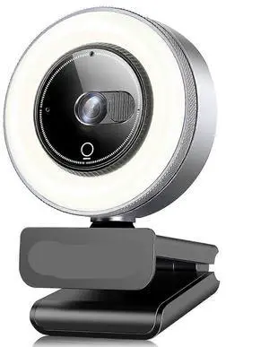 Ecocleanpath 2K Webcam with Ring Light & Noise-Canceling Mic, USB Streaming Camera for PC/Laptop (Black)