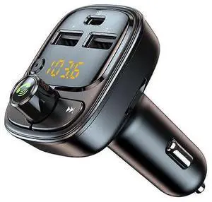 Ecocleanpath Bluetooth 5.3 FM Transmitter Car Adapter, 30W Fast Charger, Hi-Fi Audio & Hands-Free Calling (Black)