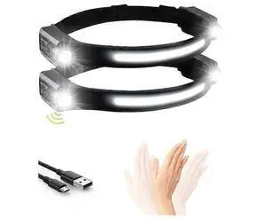 Ecocleanpath 1200LM Rechargeable LED Headlamp, Motion Sensor, 12H Runtime, 5 Modes, IPX Waterproof Head Torch